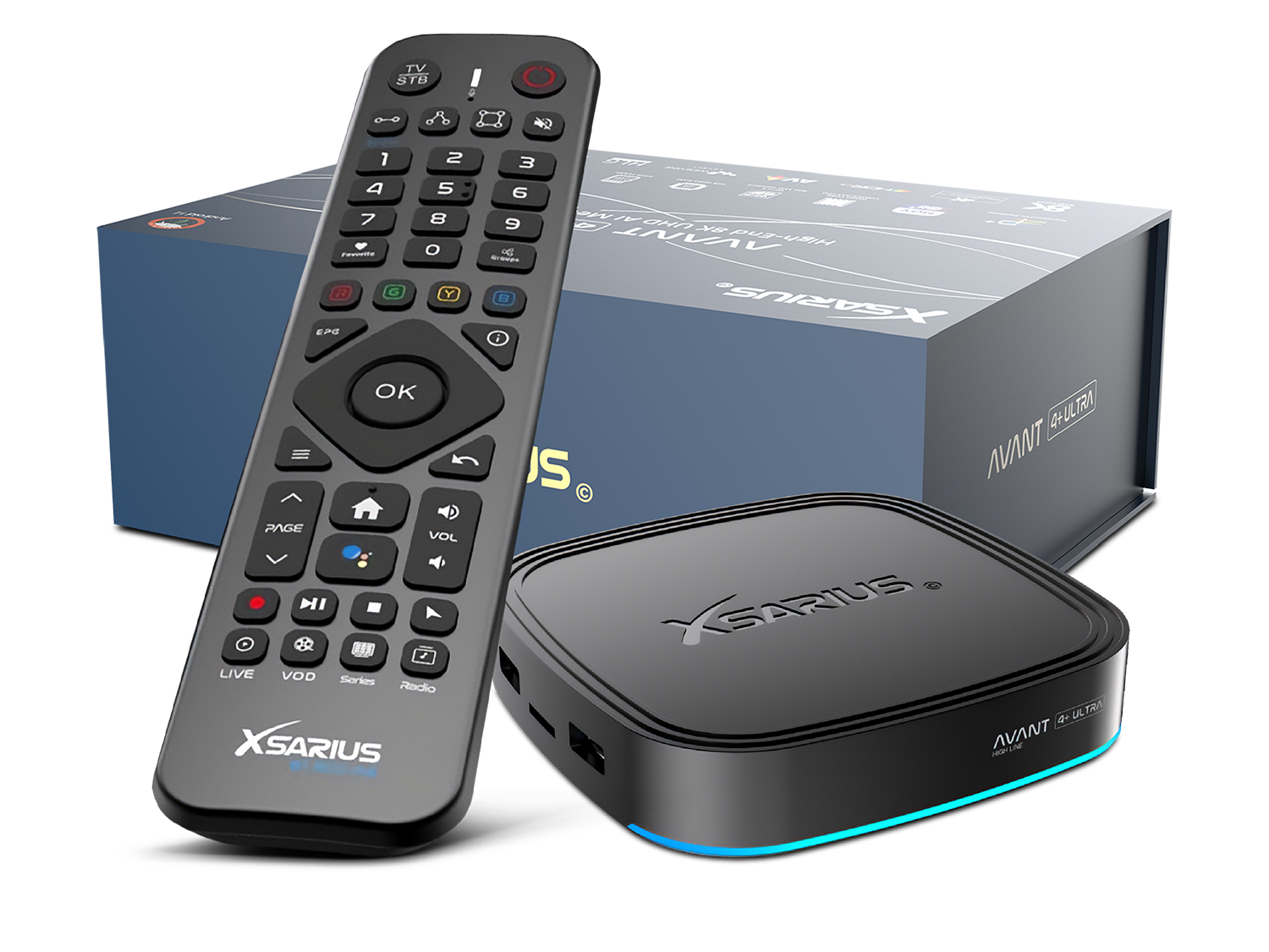 Xsarius Avant 4+ Ultra Android 14 High-End 8K 64GB UHD AI Mediastreamer