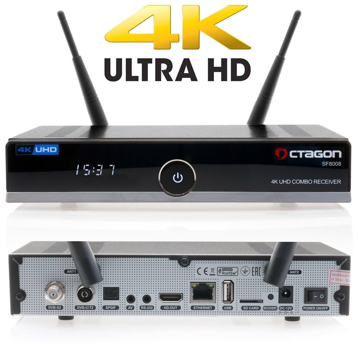 OCTAGON SF8008 4K UHD 2160p H.265 HEVC E2 Linux Dual Wifi DVB-S2X & T2C Combo Receiver OCTAGON SF8008 4K UHD 2160p H.265 HEVC E2 Linux Dual Wifi DVB-S2X & T2C Combo Receiver