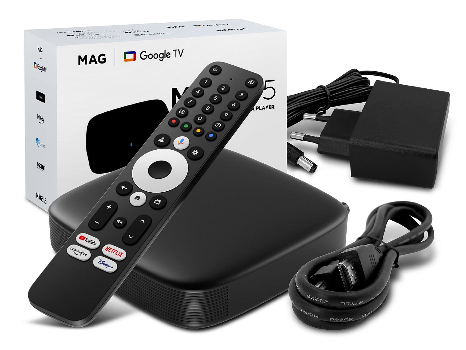 MAG 555 IPTV Set Top Box 2GB RAM Android 4K UHD HEVC h.265 Bluetooth 5.0 WLAN integriert MAG 555 IPTV Set Top Box 2GB RAM Android 4K UHD HEVC h.265 Bluetooth 5.0 WLAN integriert