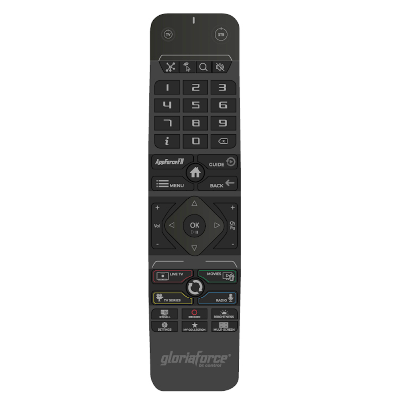 GloriaForce RTX Bluetooth Fernbedienung mit TV-Steuerung für RTX - Duo, Quattro, Uno , Zero GloriaForce RTX Bluetooth Fernbedienung mit TV-Steuerung für RTX - Duo, Quattro, Uno , Zero