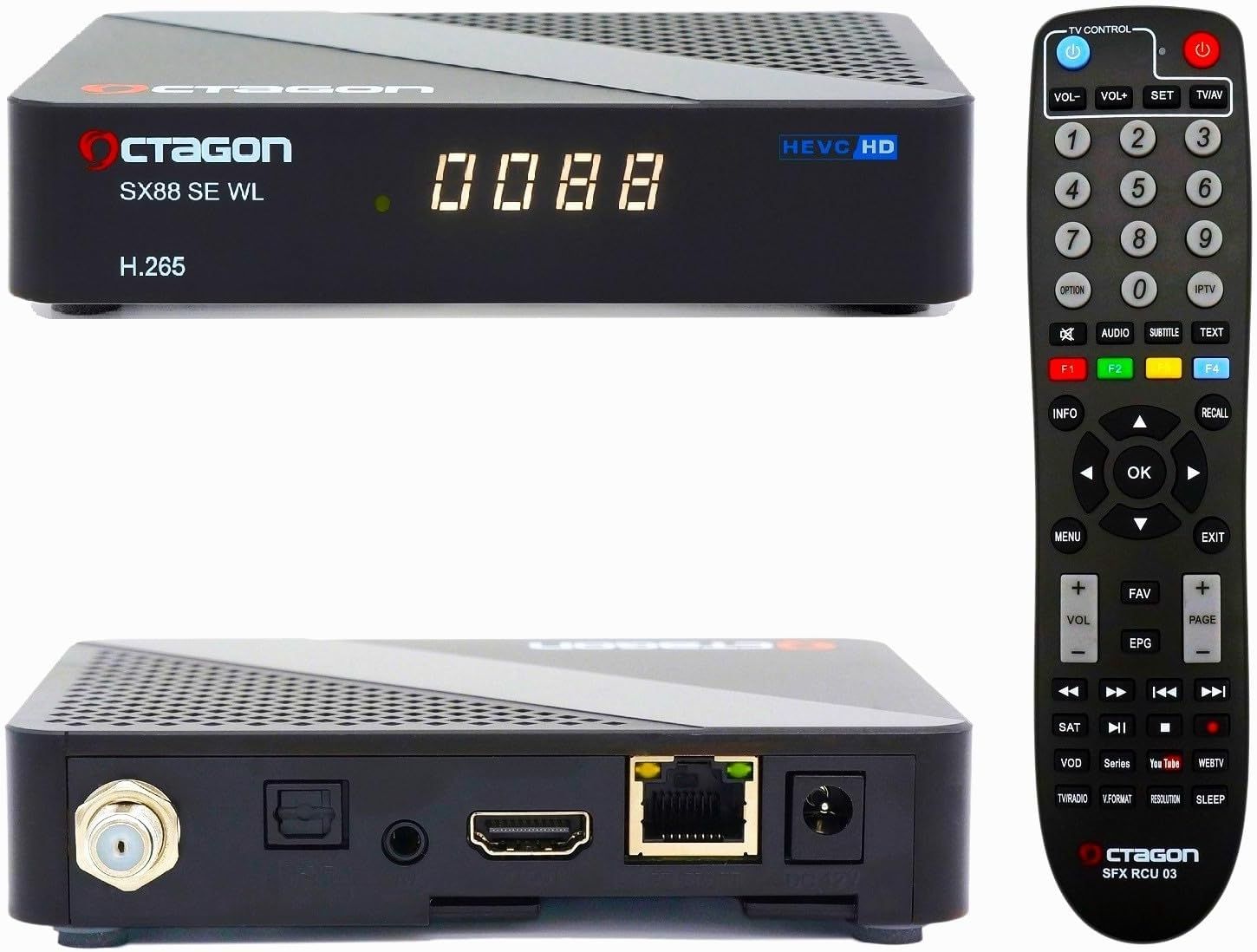 Octagon SX88 SE V2 WL Full HD Sat IP-Receiver DVB-S2, 2.4GHz WiFi, Kartenleser, USB, HDMI, Schwarz Octagon SX88 SE V2 WL Full HD Sat IP-Receiver DVB-S2, 2.4GHz WiFi, Kartenleser, USB, HDMI, Schwarz