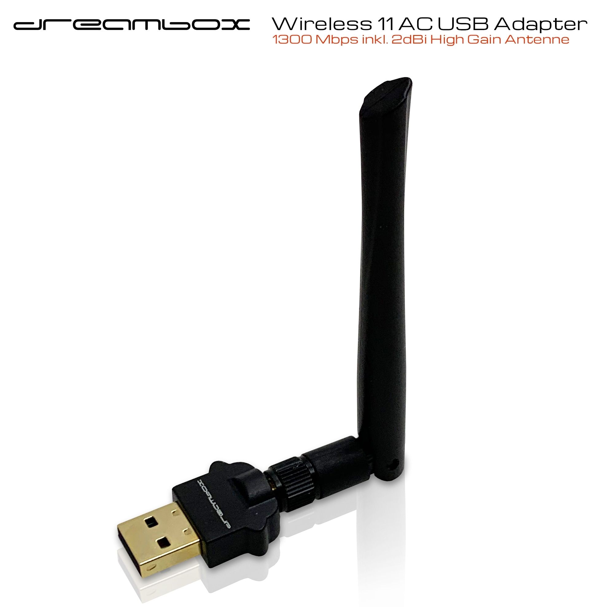Dreambox Dual Band Wireless USB 2.0 Adapter 1300 Mbps inkl. Antenne Dreambox Dual Band Wireless USB 2.0 Adapter 1300 Mbps inkl. Antenne