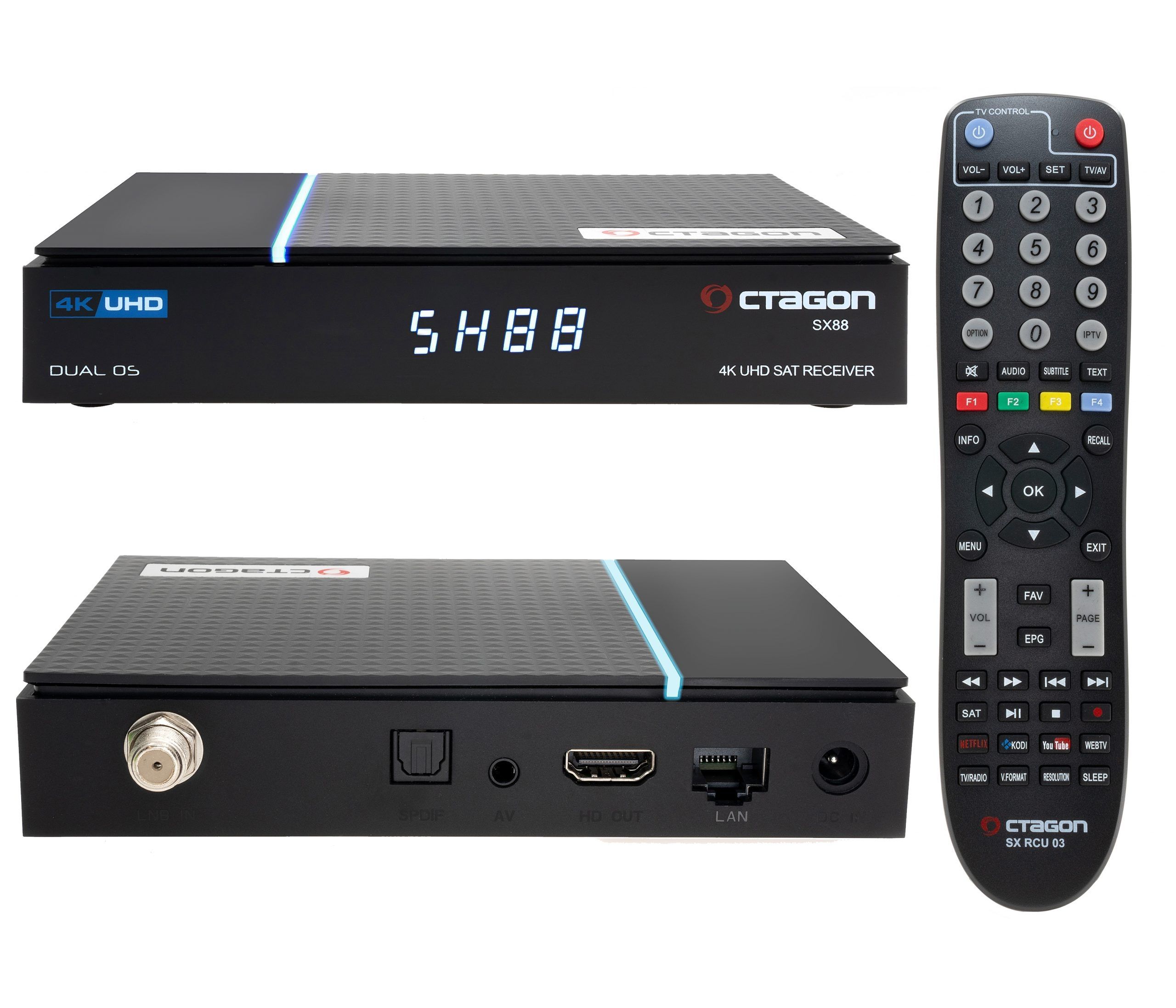 Octagon SX88 V2 4K UHD Sat IP-Receiver Linux E2 + Define OS, DVB-S2, Kartenleser, HDMI, Schwarz Octagon SX88 V2 4K UHD Sat IP-Receiver Linux E2 + Define OS, DVB-S2, Kartenleser, HDMI, Schwarz