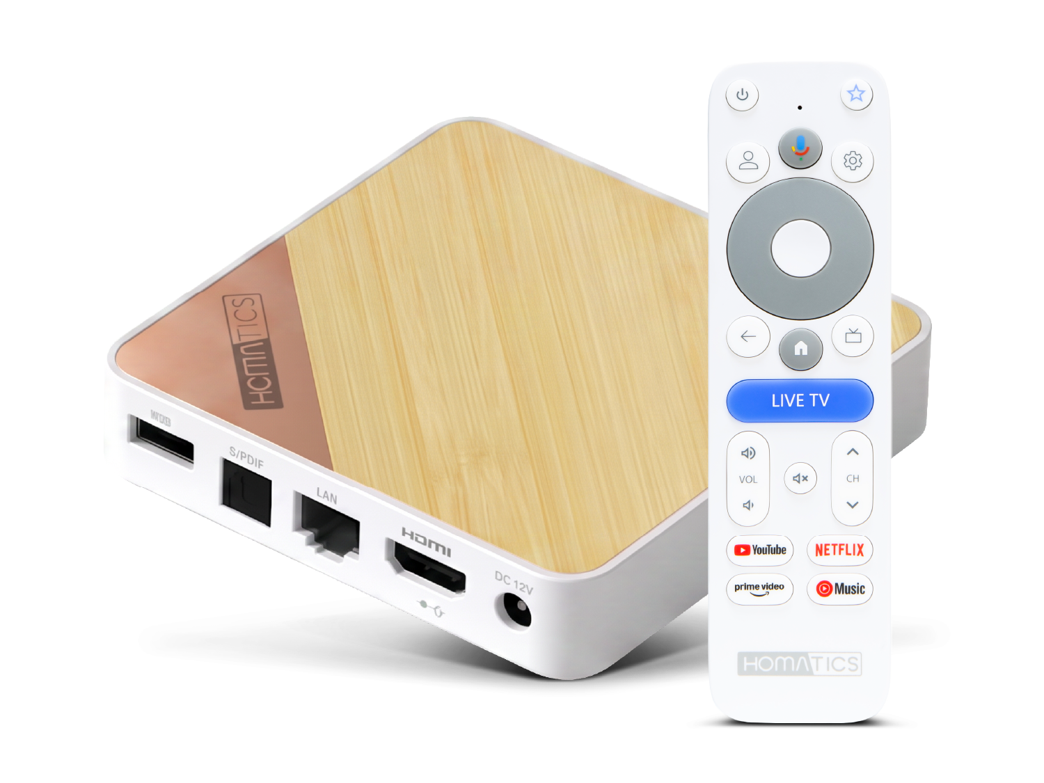 Homatics Box 4K V2 AI-SR Google TV Mediaplayer 4K UHD, HDR, 5GHzWiFi, Bluetooth, Sprachfernbedienung