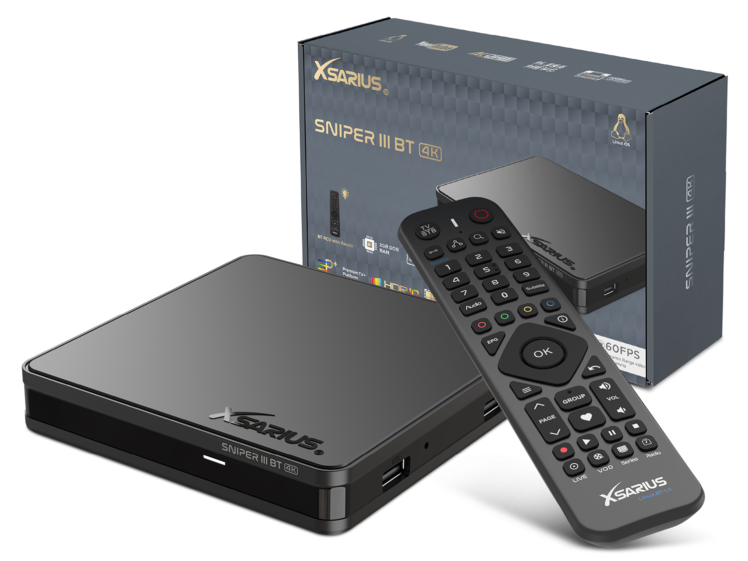 Xsarius Sniper 3 BT - 4K Linux UHD HEVC OTT Linux WiFi IPTV PremiumTV Box