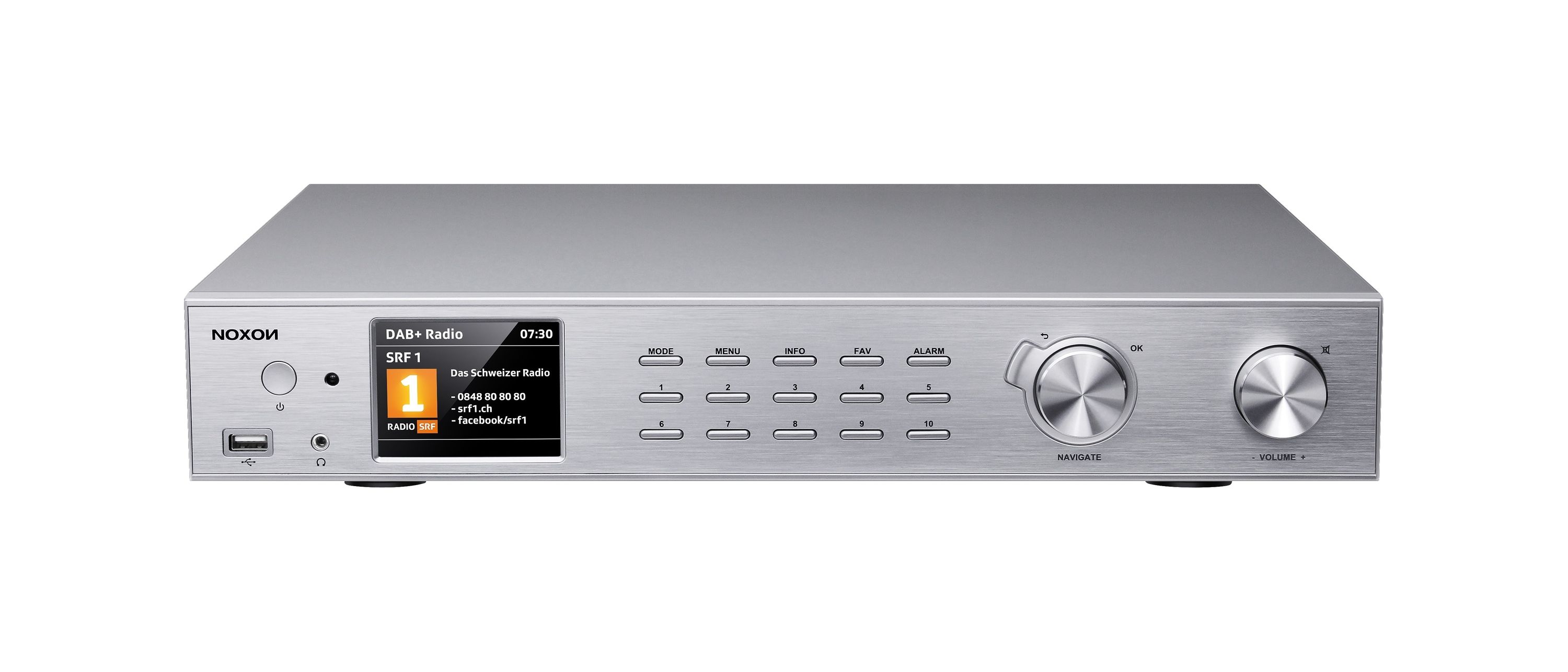Noxon A 571 silber, Internetradio, DAB+, UKW Tuner, Spotify, Bluetooth, USB, LAN + WLAN Noxon A 571 silber, Internetradio, DAB+, UKW Tuner, Spotify, Bluetooth, USB, LAN + WLAN