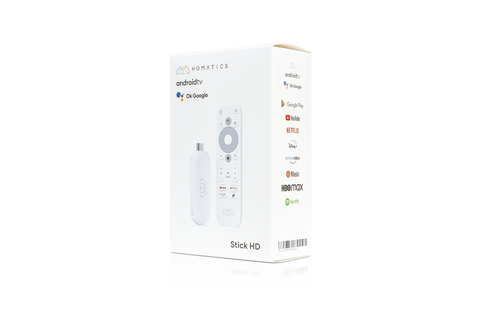 Homatics Stick HD Android TV Mediaplayer Stick Weiß (Full HD, HDMI, 5GHz WiFi, Sprachfernbedienung)