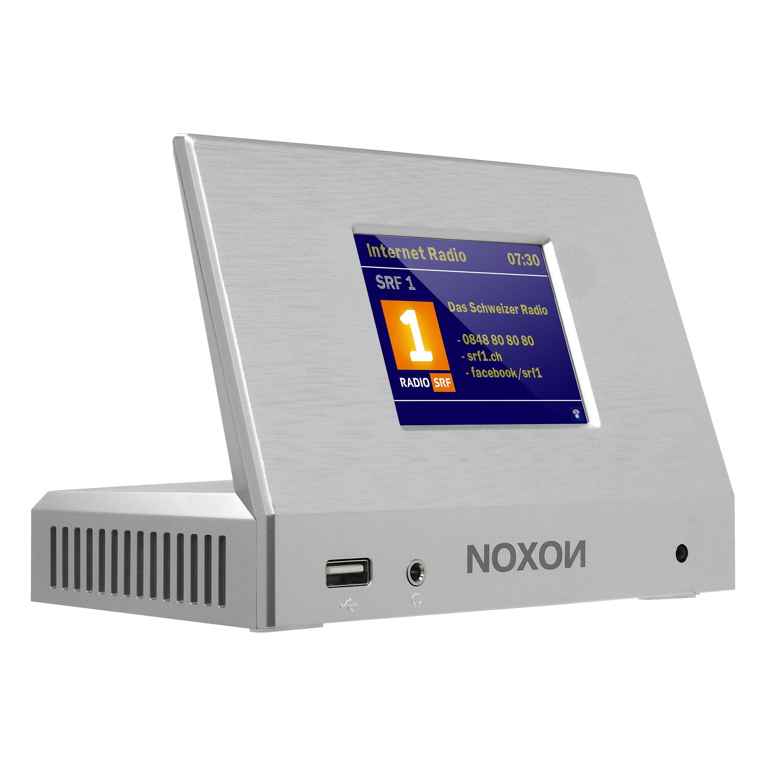 Noxon A120 silber - Audio Adapter DAB+/UKW & Internet-Radio, Spotify, Bluetooth, USB, App. Noxon A120 silber - Audio Adapter DAB+/UKW & Internet-Radio, Spotify, Bluetooth, USB, App.
