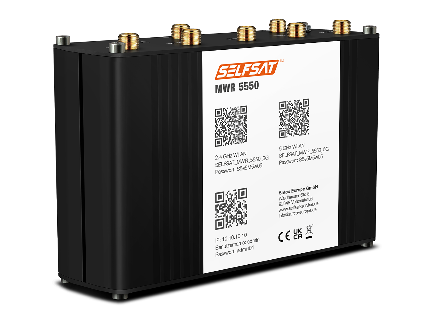 SELFSAT MWR 5550 - 5G / 4G LTE / 3G & WLAN Router mit bis 3,3 Gbit/s SELFSAT MWR 5550 - 5G / 4G LTE / 3G & WLAN Router mit bis 3,3 Gbit/s