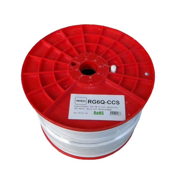 Venton Koaxial Sat Kabel RG6Q-CCS 120dB 4-fach geschirmt High Quality 100m Venton Koaxial Sat Kabel RG6Q-CCS 120dB 4-fach geschirmt High Quality 100m