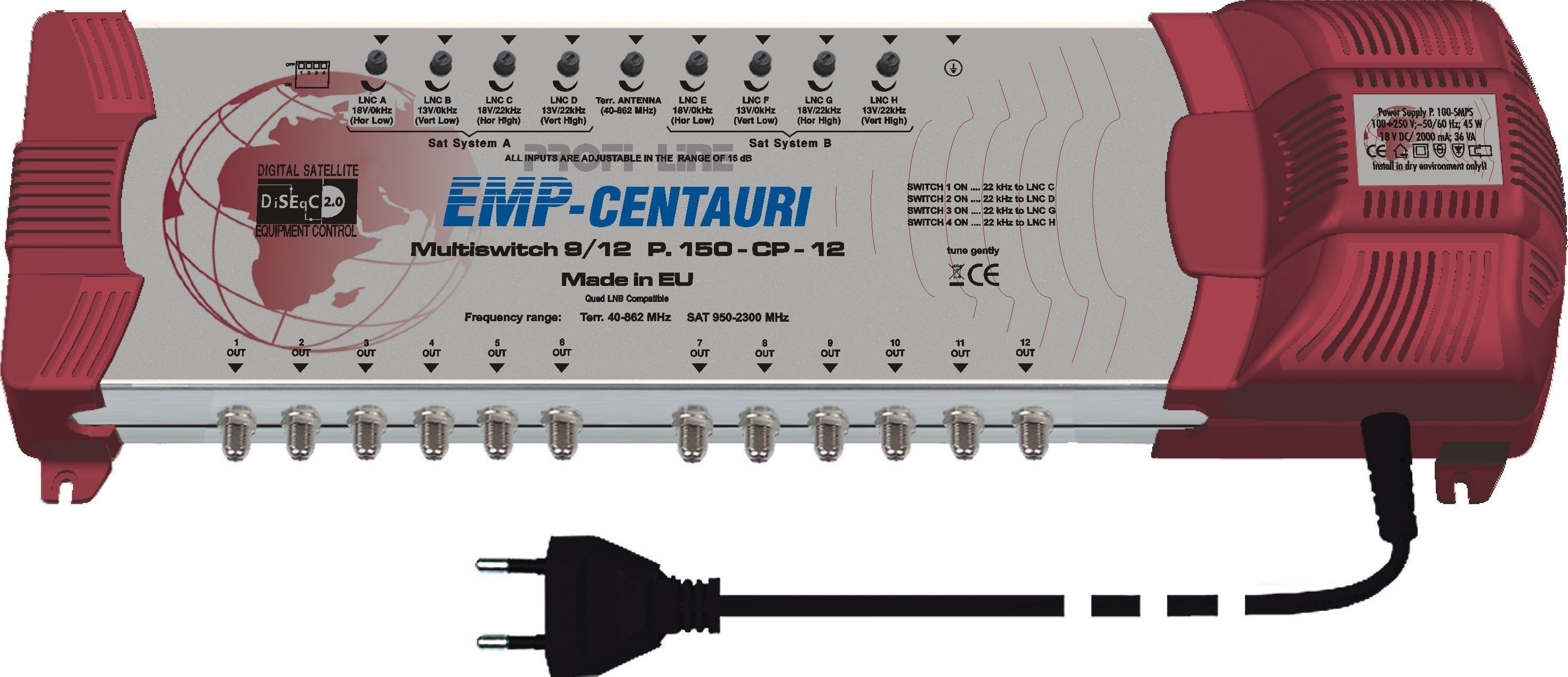 EMP ProfiLine Multischalter MS 9/12 PIU-5 V10 mit Netzteil EMP ProfiLine Multischalter MS 9/12 PIU-5 V10 mit Netzteil