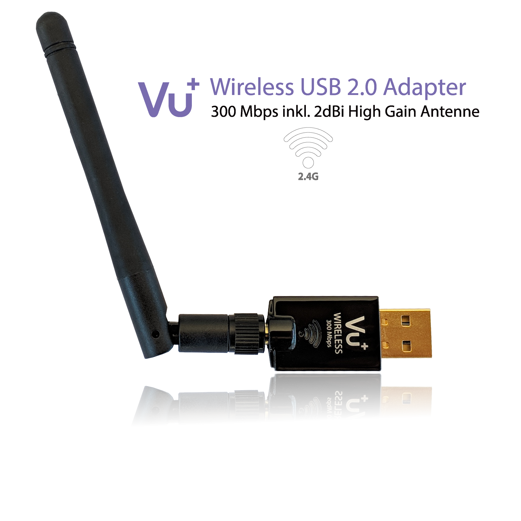 VU+® Wireless USB 2.0 Adapter 300 Mbps inkl. Antenne VU+® Wireless USB 2.0 Adapter 300 Mbps inkl. Antenne
