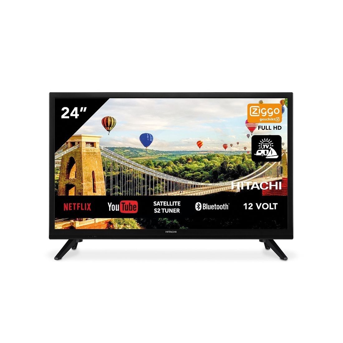 Hitachi 24HE2202 24 Zoll 61 cm Smart AndroidTV Wifi Bluetooth HD LED DVB-S2/C/T2 - 12 und 220 Volt Hitachi 24HE2202 24 Zoll 61 cm Smart AndroidTV Wifi Bluetooth HD LED DVB-S2/C/T2 - 12 und 220 Volt