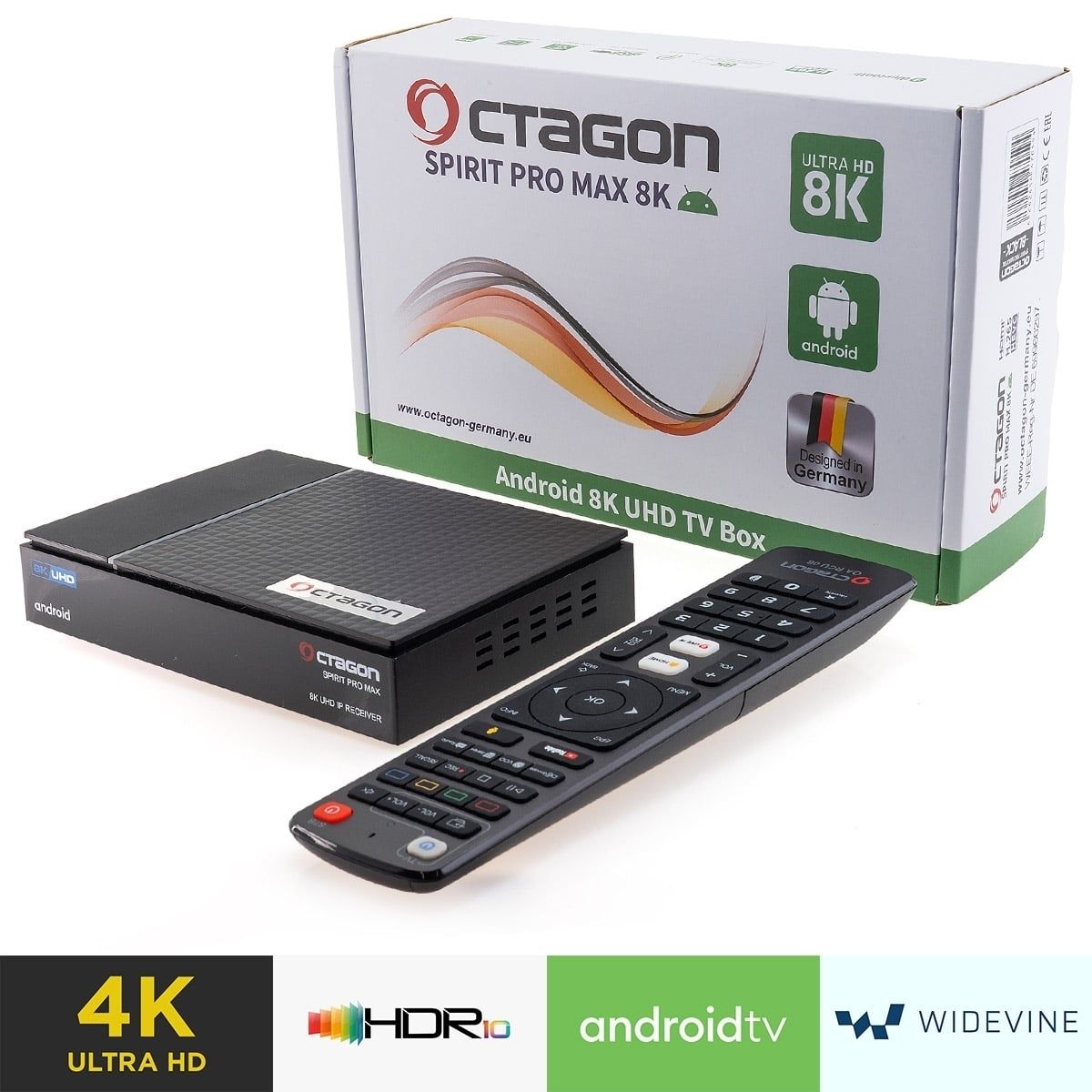 Octagon SPIRIT PRO MAX 8K UHD Android 11 IP-Receiver HDR10+, Widevine L1, Dual-WiFi, LAN, BT Octagon SPIRIT PRO MAX 8K UHD Android 11 IP-Receiver HDR10+, Widevine L1, Dual-WiFi, LAN, BT