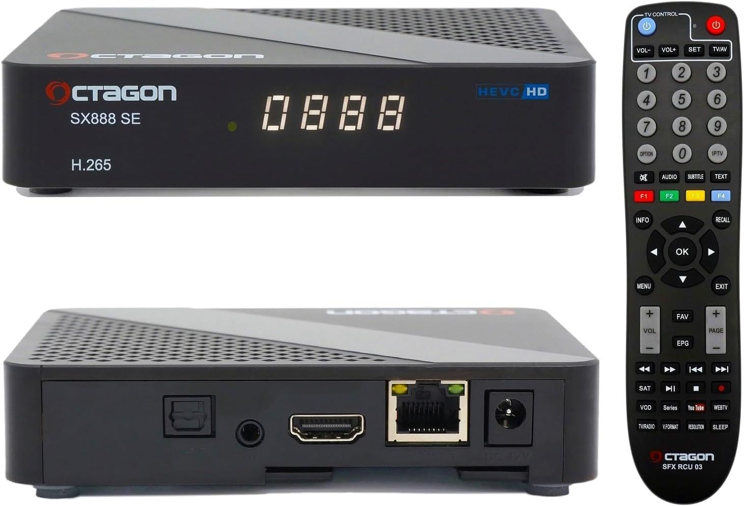 Octagon SX888 SE V2 Full HD H.265 IP-Receiver USB, HDMI, Schwarz Octagon SX888 SE V2 Full HD H.265 IP-Receiver USB, HDMI, Schwarz