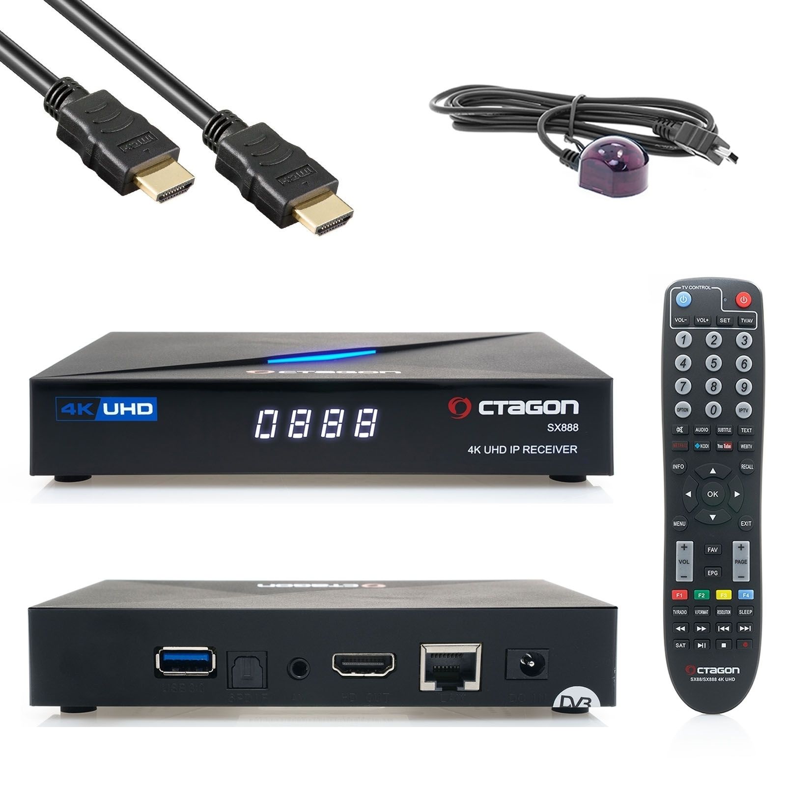 OCTAGON SX888 4K ULTRA HD IP HDMI USB H.265 Stalker Multistream IPTV Receiver Schwarz OCTAGON SX888 4K ULTRA HD IP HDMI USB H.265 Stalker Multistream IPTV Receiver Schwarz