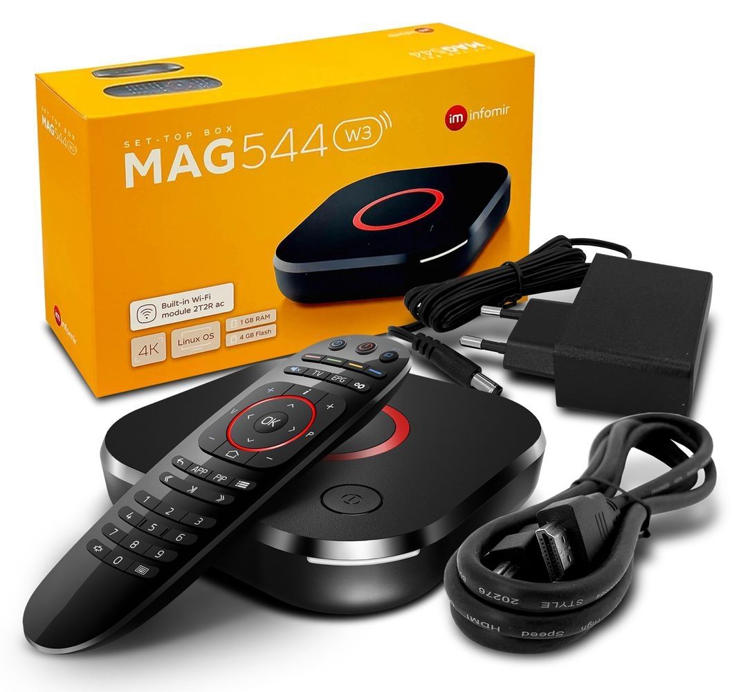 MAG 544w3 IPTV Set Top Box mit 4K und HEVC H 265 Unterstützung Linux WLAN integriert MAG 544w3 IPTV Set Top Box mit 4K und HEVC H 265 Unterstützung Linux WLAN integriert