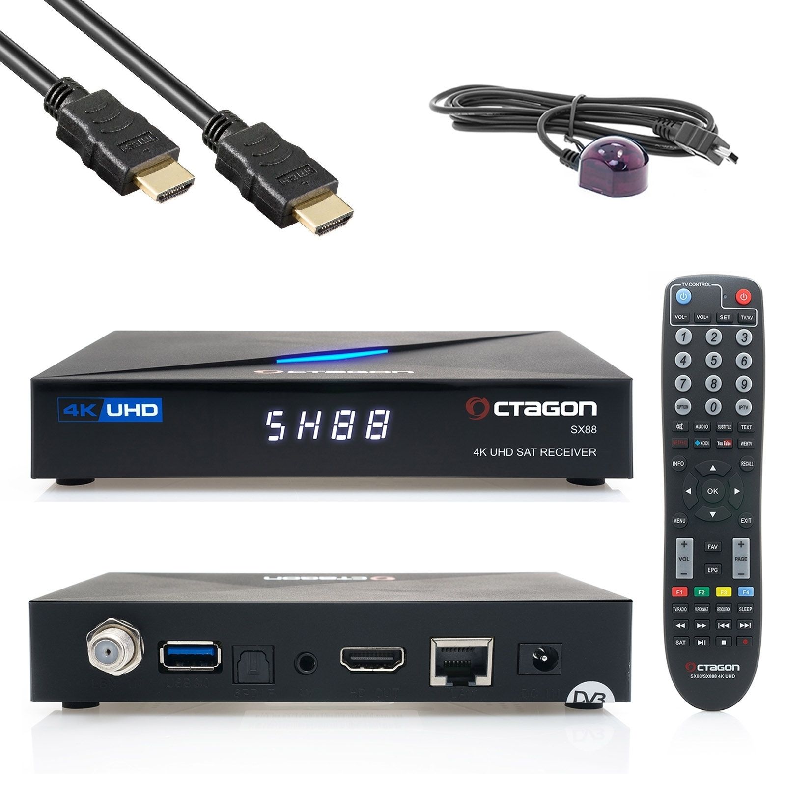 OCTAGON SX88 4K WL UHD S2+IP HDMI USB Kartenleser H.265 Stalker IPTV Multistream Receiver Schwarz OCTAGON SX88 4K WL UHD S2+IP HDMI USB Kartenleser H.265 Stalker IPTV Multistream Receiver Schwarz